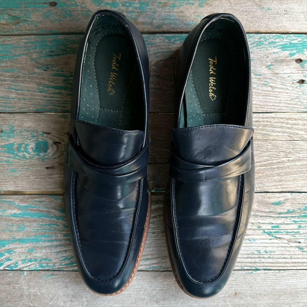 Todd Welsh Pablo Loafer Dress Shoes Men's Size 10D US Navy Blue Leather 72652